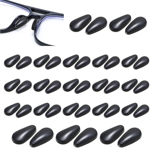 DLPRK 20 Paar Antirutsch Brillenpads, Wassertropfentyp Selbstklebend Brillen Nasenpads Schwarz Weiche Silikon Brillenpolster für Vollformat Sonnenbrillen Gläser Zubehör Sommer Männer Frauen von DLPRK