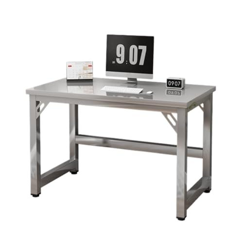 Multifunktionstisch Edelstahl-Computertisch, Einfacher Schreibtisch for Zuhause, Schlafzimmer, Studium, Studenten, Einfacher Rechteckiger Schreibtisch Bed Side Table (Color : Silver, Size : C) von DLSFML