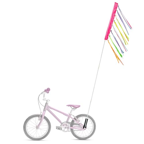 DLUGOPIS 1,8 m Fahrradflagge mit Stange für Sicherheit Orange Go Kart Flagge Trike Flagge Fahrrad Sicherheitsflagge Dirt Bike Flagge Halterung Teleskopflagge Warnflagge für Mobilität Roller Kajak von DLUGOPIS