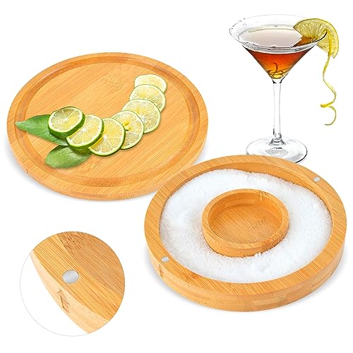 Margarita Salzbehälter mit Deckel Margarita Salzschale Glas Rimming Salze & Zucker Bambus Cocktail Rimmer Holz Salzbox mit Drehdeckel für Tequila Geschenke Barkeeper Barwagen Zubehör von DLUGOPIS
