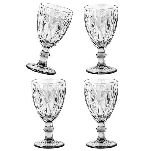 Set Von 4 Farbenfrohen Kristallweinbecher Säfte Trinken Tassen Geprägtes Muster Glaswares Glas Haushaltsgetränkwares von DLUKENY