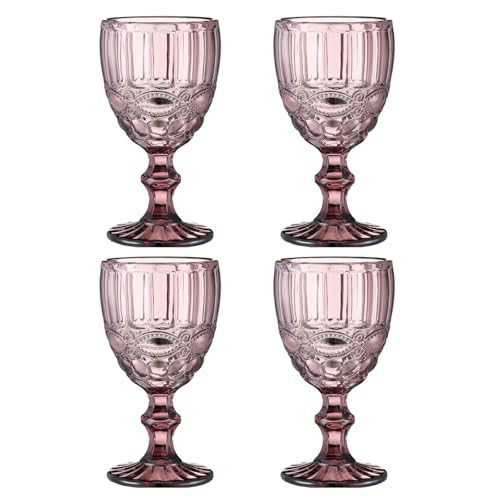 Set Von 4 Farbenfrohen Kristallweinbecher Säfte Trinken Tassen Geprägtes Muster Glaswares Glas Haushaltsgetränkwares von DLUKENY