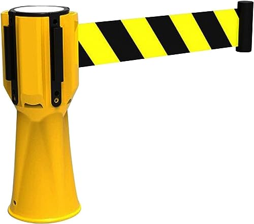 DLUXCA Einziehbares Leitkegel-Aufsatzband, Kegel-Absperrband, am Kegel montierbarer Notfallwarngürtel, gut sichtbarer einziehbarer Aufsatz für Verkehrskegel(Yellow,2m) von DLUXCA
