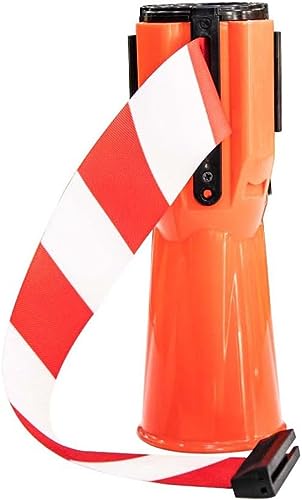 DLUXCA Einziehbares Leitkegel-Aufsatzband, Kegel-Absperrband, am Kegel montierbarer Notfallwarngürtel, gut sichtbarer einziehbarer Aufsatz für Verkehrskegel(red,3m) von DLUXCA