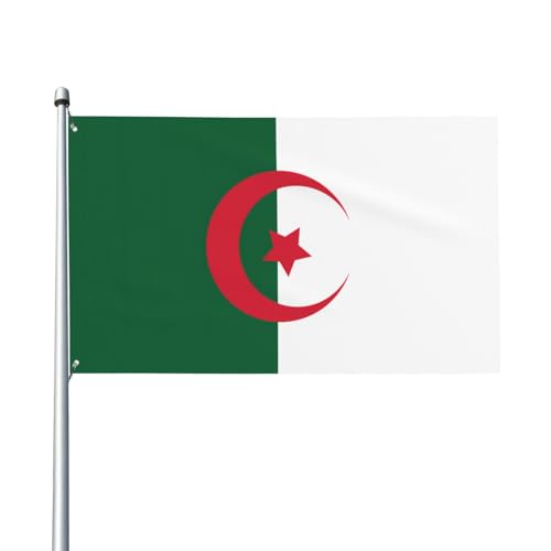 Auffällig und schockierend! Dlxw 3 x 152 cm Flagge von Algerien mit Segeltuchkopf, UV-beständig, hervorragende Handwerkskunst, atemberaubend und blendend von DLXW