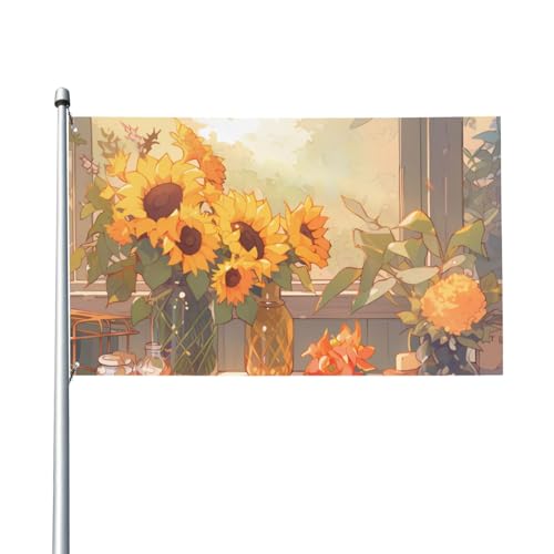 Auffällig und schockierend! Dlxw Sonnenblumen unter der Fensterbank Außenflagge mit Segeltuchkopf, UV-beständig, hervorragende Handwerkskunst, atemberaubend und blendend Auffällig und schockierend! Dlxw Sonnenblumen unter der Fensterbank Außenflagge mit Segeltuchkopf, UV-beständig, hervorragende Handwerkskunst, atemberaubend und blendend von DLXW