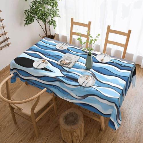 DLXW Waves Lapping at The Rocks Tischdecke, rechteckig, wasserdicht, Polyester, 137,2 x 183,9 cm von DLXW