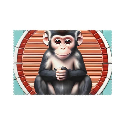 Dlxw Das Silent Monkey 6-teilige Tischset-Set – hitzebeständig und rutschfest, schafft ein stilvolles kulinarisches Erlebnis von DLXW