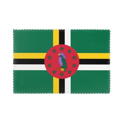 Dlxw Tischset-Set mit Flagge des Commonwealth of Dominica, 6-teilig, hitzebeständig und rutschfest, für ein stilvolles kulinarisches Erlebnis von DLXW