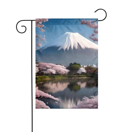 Dlxw mt. fuji in early spring flag 30.48 x 45.72 cm double-sided outdoor creates a romantic garden decoration home outdoor atmosphere! enhance the taste of your garden decoration home outdoor! von DLXW