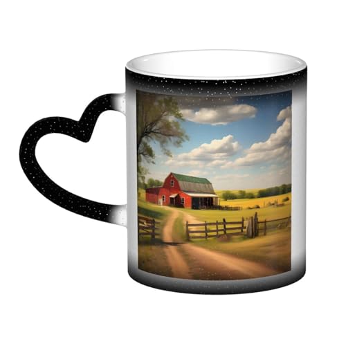 Ranch View Herren und Damen Lustiges Geschenk Magic Morphing Tassen 325 ml Keramik Thermo Queue Kaffeetassen von DLXW