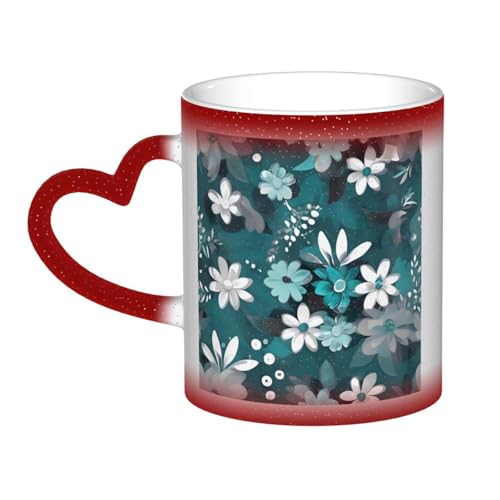 Teal Grey and White Floral Men and Women Fun Gift Magic Morphing Mug 325 ml Ceramic Thermal Queue Coffee Mug Teal Grey and White Floral Men and Women Fun Gift Magic Morphing Mug 325 ml Ceramic Thermal Queue Coffee Mug von DLXW