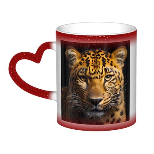 The Deep Eyed Leopard Men and Women Fun Gift Magic Morphing Mug 325 ml Ceramic Thermal Queue Coffee Mug von DLXW