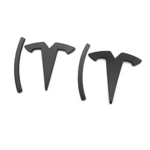 DLXYZML Schwarz Emblem Abdeckung für Tesla Model Y 2020 2021 2022 2023 2024 2025,Vorne Hinten Emblem Ersatz Logo Aufkleber Frontkoffer Kofferraum Zeichen ABS Selbstklebend Auto Dekor Styling Zubehör von DLXYZML