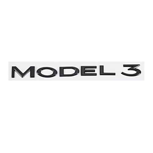 DLXYZML Schwarz Ersatz Emblem Set für Tesla Model 3 2020 2021 2022 2023,3D Vorne Hinten Abzeichen Logo Frontkoffer Kofferraum Buchstaben Aufkleber ABS Auto Dekor Styling Exterieur Zubehör von DLXYZML