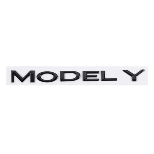 DLXYZML Schwarz Ersatz Emblem Set für Tesla Model Y 2020 2021 2022 2023 2024 2025,3D Vorne Hinten Abzeichen Logo Frontkoffer Kofferraum Buchstaben Aufkleber ABS Auto Dekor Styling Exterieur Zubehör von DLXYZML