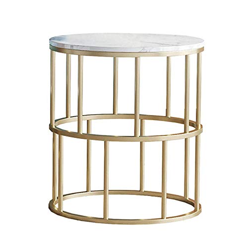 Couchtisch rund Marmor Weiß Beistelltisch Modern Schmiedeeisen Couchtisch Gold Metall Wohnzimmertisch Schlafzimmer mehrere Größen optional (Beistelltisch 40cm) von DLYZAYE