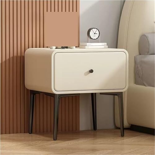 DLYZAYE Beistelltisch, Massivholz-Beistelltisch, Nachttisch mit Schubladen, kleines Aufbewahrungsregal, Sofatisch für kleinen Raum, Schlafzimmer, Wohnzimmer (Beige, 45 cm) von DLYZAYE