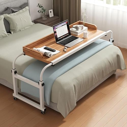 DLYZAYE Betttisch mit Rollen, Nachttisch, höhenverstellbar und längenverstellbar, mobiler Laptop-Wagen, Stehtisch über Bett, King Queen für Krankenhaus und Zuhause, Walnuss, 120 cm DLYZAYE Betttisch mit Rollen, Nachttisch, höhenverstellbar und längenverstellbar, mobiler Laptop-Wagen, Stehtisch über Bett, King Queen für Krankenhaus und Zuhause, Walnuss, 120 cm von DLYZAYE