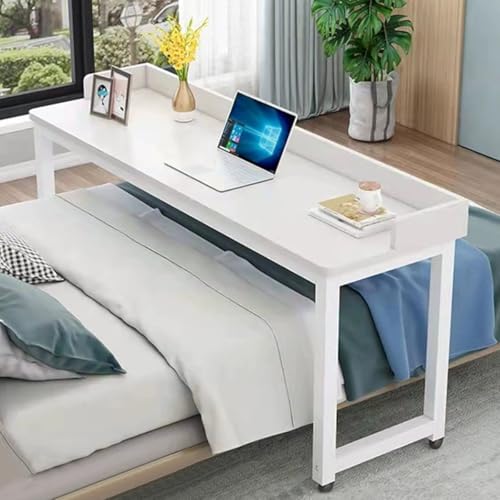 DLYZAYE Betttisch mit Rollen, Stehtisch, Laptopwagen, Betttisch mit robusten Metallbeinen, Stilltisch für Zuhause/Krankenhaus (100 x 40 x 80 cm) von DLYZAYE
