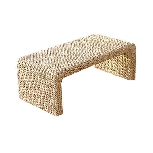 DLYZAYE Couchtisch aus massivem Holz, Stroh, Rattan, Tatami-Fenstertisch, Schlafzimmer, kleiner Esstisch, Teezeremonie, kurzer Tisch, rechteckiger kleiner Tisch, Balkon, Bodentisch (Größe: 80 cm) von DLYZAYE