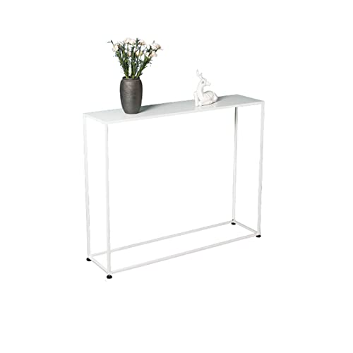 DLYZAYE Konsolentisch, Konsolentisch, schmaler Konsolentisch, schmaler Konsolentisch, Metall-Beistelltisch, Flur, Eingang, hoher Beistelltisch, Sofatisch, Ausstellungstisch mit Rahmen (80 cm, Weiß) von DLYZAYE