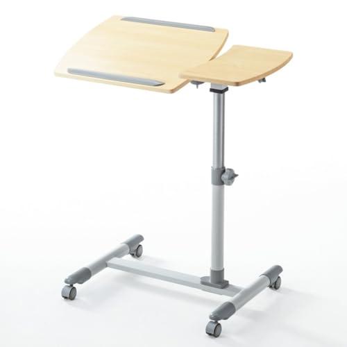 DLYZAYE Multifunktionaler verstellbarer Höhenwinkel Überbetttisch, ergonomischer mobiler Computertisch mit 4 Rollen, tragbarer Roll-Laptop-Notebook-Schreibtisch, Sofa, Betttischständer (Farbe: Natur) von DLYZAYE
