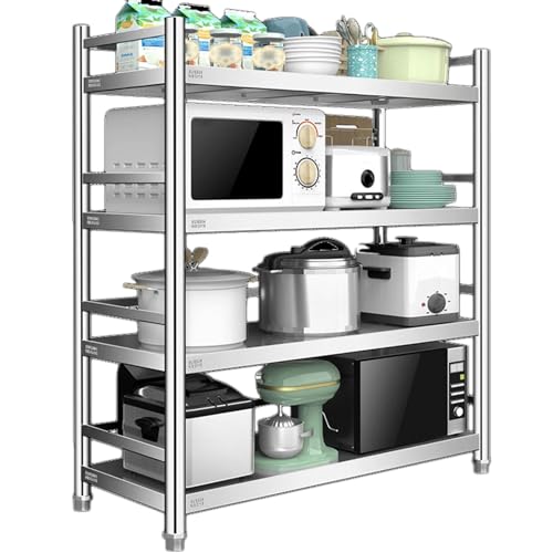 DLYZAYE Robustes Aufbewahrungsregal mit 4 Regalböden, Edelstahl, freistehend, Aufbewahrungsregal für Waschküche, Badezimmer, Küche, Speisekammer, Silber, 59,9 cm L x 34 cm B x 150 cm H von DLYZAYE