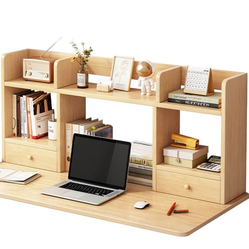 DLYZAYE Schreibtisch-Bücherregal, Schreibtischstall-Organizer mit 5 Ablagen und 2 Schubladen für Computertisch, Aufbewahrung, Schreibtischregal für Heimbüro, Collage, Wohnheim, Schreibtisch, Natur DLYZAYE Schreibtisch-Bücherregal, Schreibtischstall-Organizer mit 5 Ablagen und 2 Schubladen für Computertisch, Aufbewahrung, Schreibtischregal für Heimbüro, Collage, Wohnheim, Schreibtisch, Natur von DLYZAYE