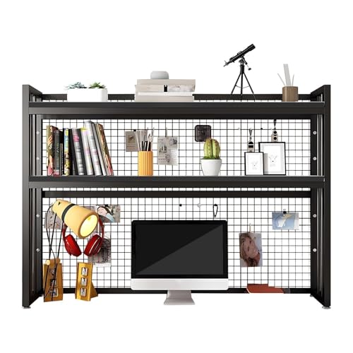 DLYZAYE Schreibtischregal mit 2 Ebenen, industrieller Schreibtischstall, verstellbares Schreibtisch-Bücherregal, Stall, Bücherregal, Organizer, Präsentationsregal mit Gitterplatte (Schwarz, 76,2 cm) DLYZAYE Schreibtischregal mit 2 Ebenen, industrieller Schreibtischstall, verstellbares Schreibtisch-Bücherregal, Stall, Bücherregal, Organizer, Präsentationsregal mit Gitterplatte (Schwarz, 76,2 cm) von DLYZAYE