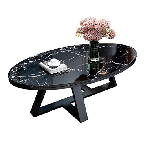DLYZAYE Tische, Wohnzimmermöbel, ovaler Marmor-Couchtisch, schwarz, einfach und vielseitig (120 x 60 x 45 cm) von DLYZAYE