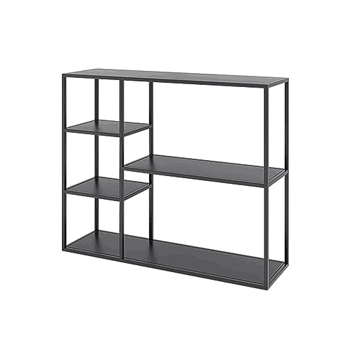 Konsolentisch, Wohnzimmertische, schwarzer Aufbewahrungskonsolentisch, quadratischer Eingangstisch mit Regal, Eisenveranda-Tisch für Wohnzimmer, Balkon, Büro, modische Regale (Größe: 80 x 25 x 80 cm Konsolentisch, Wohnzimmertische, schwarzer Aufbewahrungskonsolentisch, quadratischer Eingangstisch mit Regal, Eisenveranda-Tisch für Wohnzimmer, Balkon, Büro, modische Regale (Größe: 80 x 25 x 80 cm von DLYZAYE