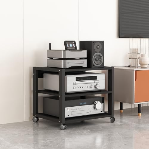 Media Stand Media Player Open Storage Cabinet, Audio Video Media Stand with Height Adjustable Wooden Shelves, Storage for Entertainment Stereo Component, Modern AV Cabinet for Home Theater (Size :3 T von DLYZAYE