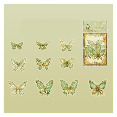 DLZFUDTY Sticker,Aufkleber PET 3D Sticker Pack Notizbuch DIY Dekorationsmaterial 4 Sorten(Green) von DLZFUDTY