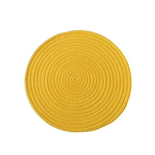 DLZFUDTY Tischset Isolierende Tischsets, Untersetzer, Baumwollseil, handgefertigt, runde Tischsets, Haushaltsgeschirrunterlage, Küchenzubehör(Yellow,30CM) von DLZFUDTY