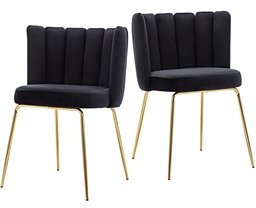 Esszimmerstühle aus Samt, 2er-Set, moderne Akzentstühle, gepolsterte Seitenstühle mit goldenen Metallbeinen, für Zuhause, Küche, Wohnzimmer, Schwarz Esszimmerstühle aus Samt, 2er-Set, moderne Akzentstühle, gepolsterte Seitenstühle mit goldenen Metallbeinen, für Zuhause, Küche, Wohnzimmer, Schwarz von DM Furniture