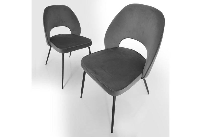 DM-Handel Esszimmerstuhl Polsterstuhl Wohnzimmerstuhl Grün, Grau oder Anthrazit (mit Rücklehne, Küchenstuhl, Samtbezug, 2 St), Spar-Set von DM-Handel