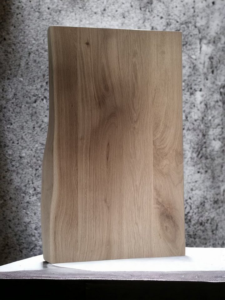 DM-Handel Waschtischplatte Eiche Holz Waschbeckenplatte (massiv Holz Waschtisch, Naturkante Waschbecken, von 40 cm bis 100 cm Breit), 4 cm stark von DM-Handel