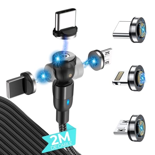 DM TECH Magnetisches USB-C-Kabel, Typ-C-Ladegerät, um 360 Grad drehbar, USB-Kabel Typ C, Micro-USB-Kabel, USB-Kabel auf USB C, magnetisches Ladekabel, USB-Kabel Typ C von DM TECH