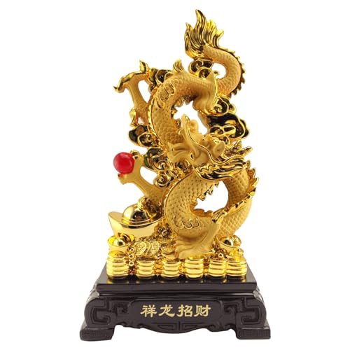 Chinesischer Tierkreis-Drache aus Kunstharz, chinesische Neujahrs-Drachen-Skulptur, chinesische Sammler-Drachen-Figuren zum Sammeln, Feng-Shui-Drachen-Skulptur, Feng-Shui-Dekor, Heimdekoration, Tischd von DMAIS