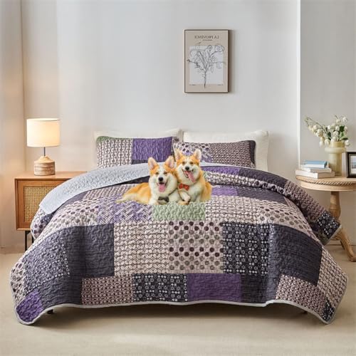 DMBAOD Bett Oben auf Betten und Betten, Baumwollbett für 2 Personen Bohemian Patchwork mit 2 Kissenbezug 889 173 * 229cm(68"x90") von DMBAOD