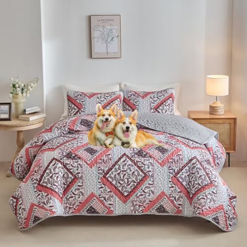DMBAOD Bett Oben auf Betten und Betten, Baumwollbett für 2 Personen Bohemian Patchwork mit 2 Kissenbezug 894 264 * 229cm(104"x90") von DMBAOD