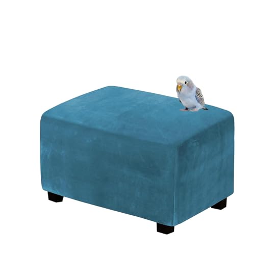 DMBAOD Fußhocker-Bezug, quadratisch, Stretch-Samt, quadratischer Fußhocker-Bezug, verdickter Fußhocker-Bezug, quadratisch, waschbar, Aufbewahrung Hocker-Bezüge. Peacock Blue Mittel von DMBAOD