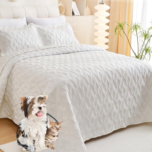 DMBAOD Hergestellt aus Baumwollbett mit 100% 100% 100% igen Ästhetik und NET -Nähgewebe, 1 Kurze Schale mit 2 Kissendeckel auf der Oberseite White 92 * 96”/230 * 240cm von DMBAOD
