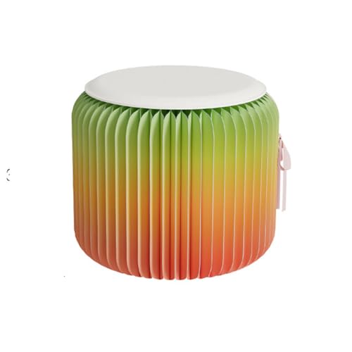 DMBAOD Klapppapierhocker mit Padssitz, moderner Hockerpapier tragbarer, tragbarer Wabenmöbel Fußhocker Runder Hocker Rainbow 32 * 30cm von DMBAOD