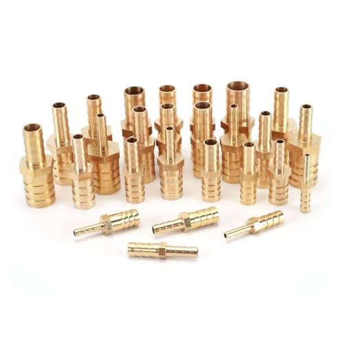 DMBAOD Messing -Barb -Reduktion Schere Kupplung Punktionsschlauchkopplung, Reduktionskupplung von Luftkraftstoffschlauch (verdickt, Messing) 19mm*16mm 10 Stücke von DMBAOD