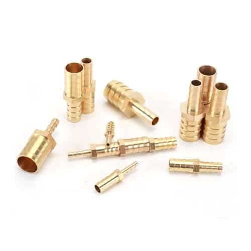 DMBAOD Messingschlauch Barb, 2-Wege gerade Schlauch-Barb, Luftschlauchreparaturkit für Rohrleitungsleitungsluftöl (verdickt, Messing) 12mm*6mm 10 Stücke von DMBAOD