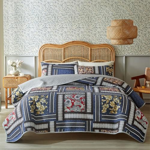 DMBAOD Patchwork Quilt -Set, Leichtes Tröster -Set mit Boho -Stil, Bettdecke mit gesteppten Bettwäsche -Set mit 2 Kissenbezügen 882 229 * 229cm(90"x90") von DMBAOD