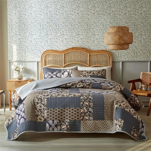 DMBAOD Patchwork Quilt -Set, Leichtes Tröster -Set mit Boho -Stil, Bettdecke mit gesteppten Bettwäsche -Set mit 2 Kissenbezügen 883 173 * 229cm(68"x90") von DMBAOD