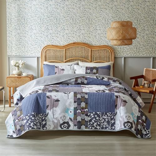 DMBAOD Patchwork Quilt -Set, Leichtes Tröster -Set mit Boho -Stil, Bettdecke mit gesteppten Bettwäsche -Set mit 2 Kissenbezügen 888 173 * 229cm(68"x90") von DMBAOD